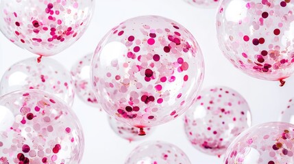 Pink confetti balloons in the air