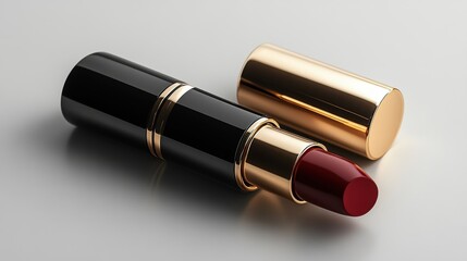luxury lipstick with black and gold tube isolated catoon