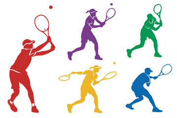 set of Tennis silhouette vector illustration