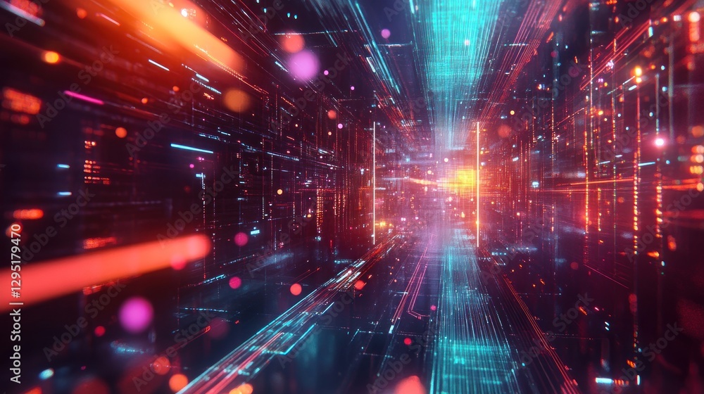Poster digital network tunnel, fast data flow