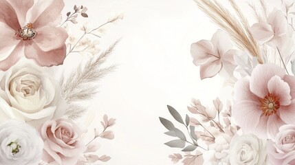 Delicate pastel floral border design