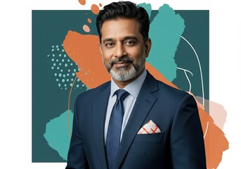 Professional Businessman in Suit with Creative Background Illustration for Corporate Projects and Marketing