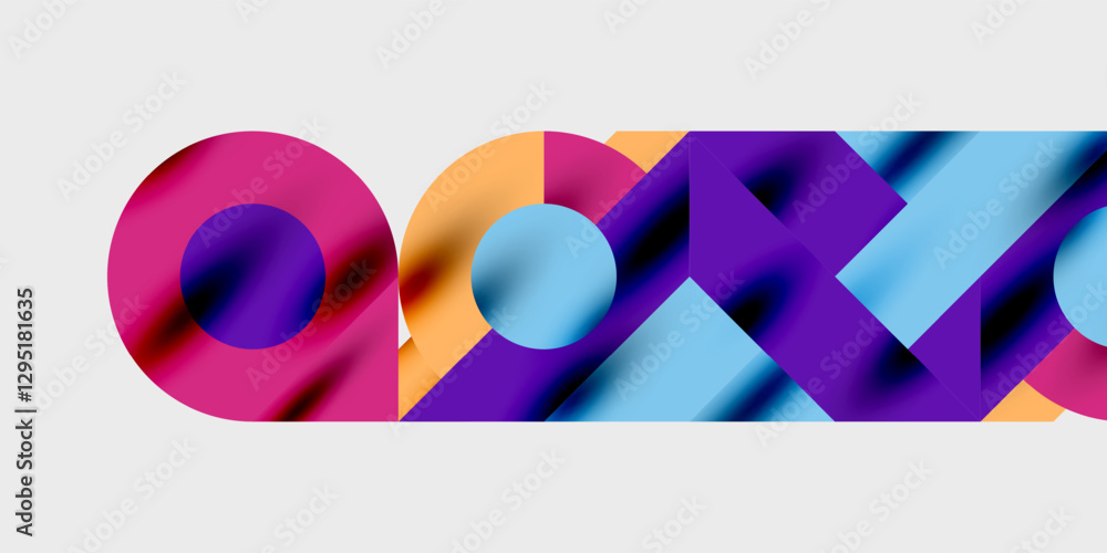 Poster Modern abstract background featuring circles, lines, and triangles in a dynamic geometric composition. Perfect for stylish, tech, or creative-themed designs