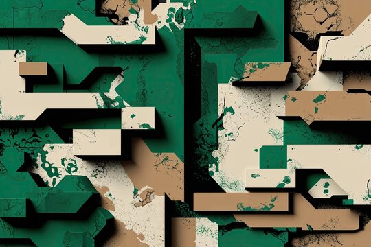 Innovative Seamless Urban Design Featuring Vibrant Graffiti Patterns in Emerald and Sandy Beige