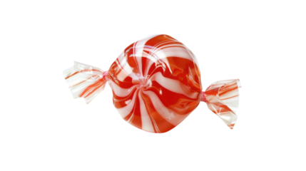 Red and white swirl candy with transparent background