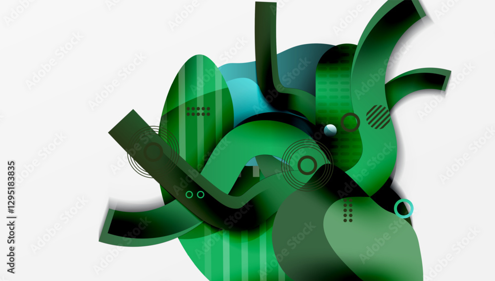 Poster abstract background - lines circles and liquid shapes
