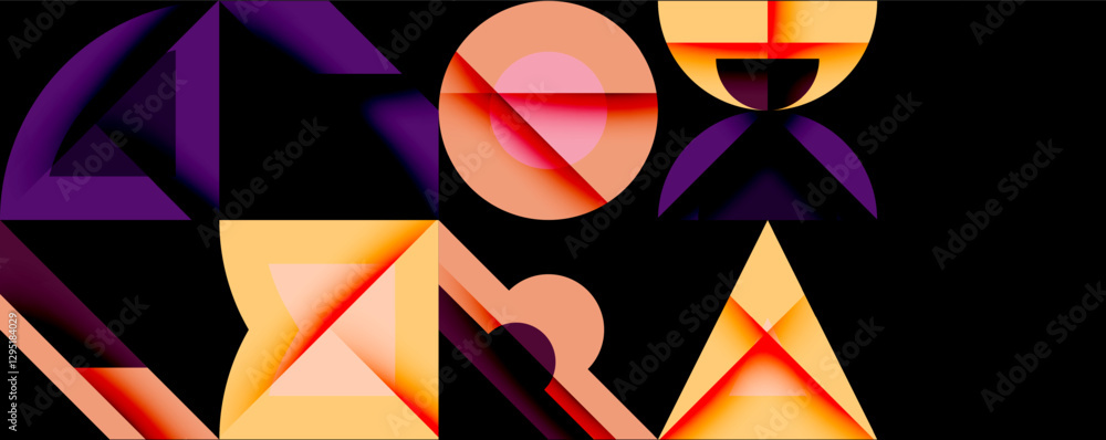 Poster minimal geometric abstract background. circle square and triangle design