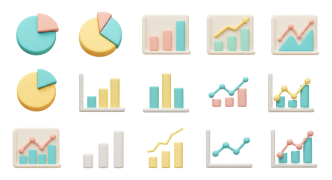 Graph Icon Set 3D