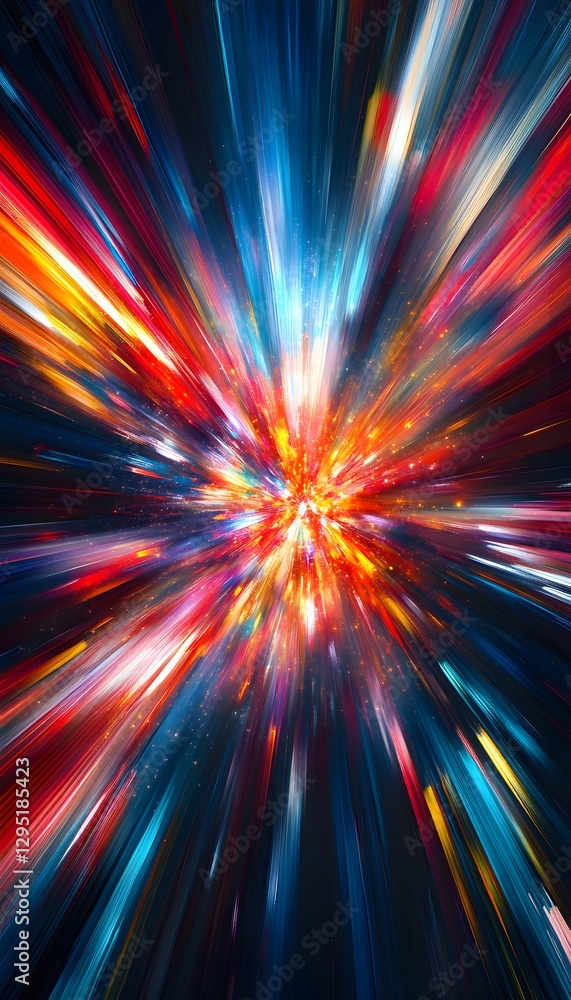 Poster abstract colorful burst with dynamic lines and vibrant colors