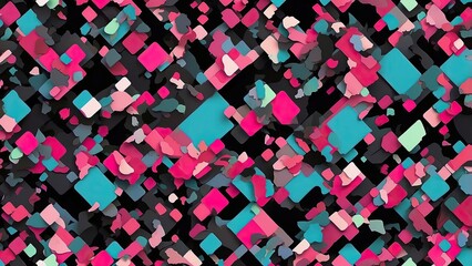 1. **Colorful Geometrical Elements in Abstract Geometric Design: 80s, 90s, Y2K, 2000s Lo-Fi Retro 8-Bit Pixel Style, Modern Grunge Poster, Flyer Composition, Brutalism, Anti-Design**