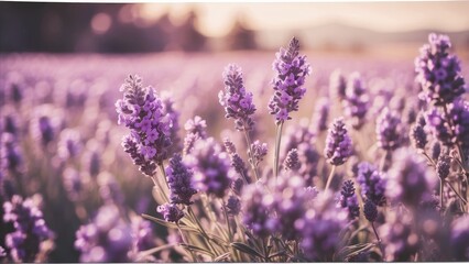 1. "Lavender Field at Sunset: Soft-Focused Blooming Violet Flowers, Harvest, and Aromatherapy"