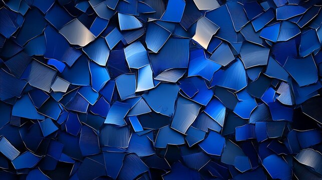 Shattered Blue Glass: A 3D Render of Fractured Geometric Forms AI Generated
