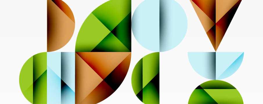 Fototapeta Minimal geometric abstract background. Circle square and triangle design