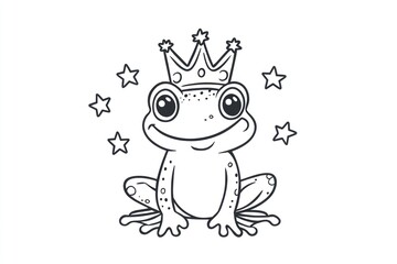 Crowned frog, fairytale, children's book illustration