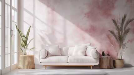 Modern living room with sofa and contemporary decor