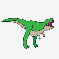 Cute Green T-Rex with white Background