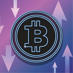 Bitcoin Symbol with Arrows Background