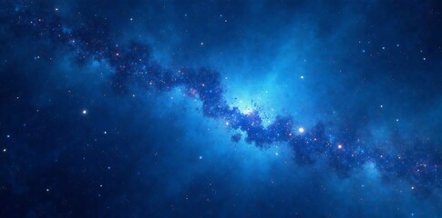 Ethereal blue cosmos background with bright stars, scenic, surreal