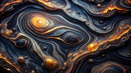 Abstract Cosmic Swirls with Glowing Elements and Dark Background