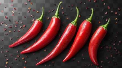 Glasschilderij  red chili peppers isolated on transparent background  © frozen.Std