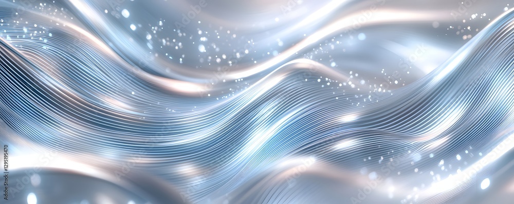 Poster abstract flowing waves with shimmering lights create a serene scene