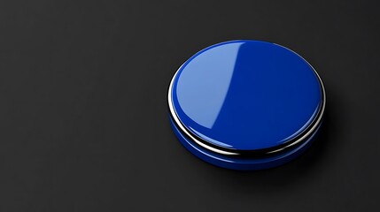 Deep Blue Circular Button: 3D Render on Dark Background AI Generated