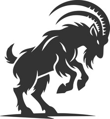 Goat bracing itself, preparing to attack animal vector silhouette