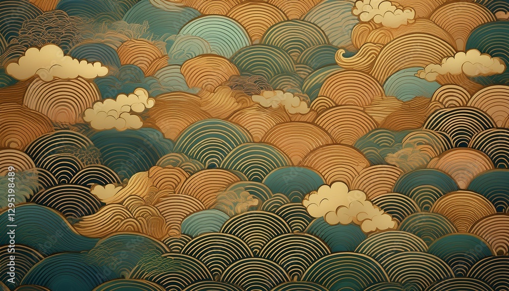 Poster chinese oriental cloud pattern background. generated image
