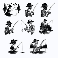 Skeleton Fisherman Svg, Fishing Svg