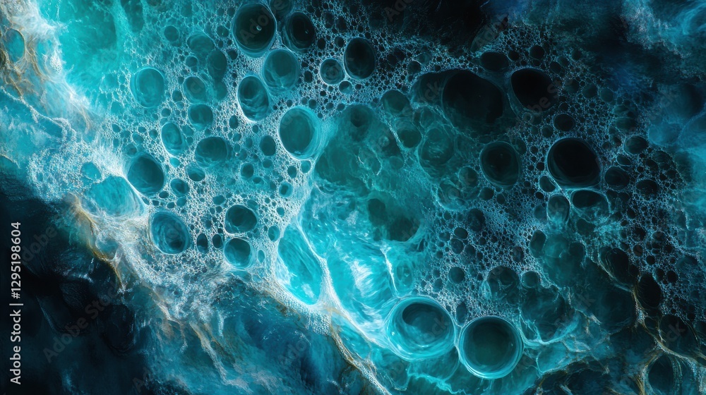 Fototapete glowing gas bubbles create mesmerizing patterns in clear underwater environment during daylight. gen