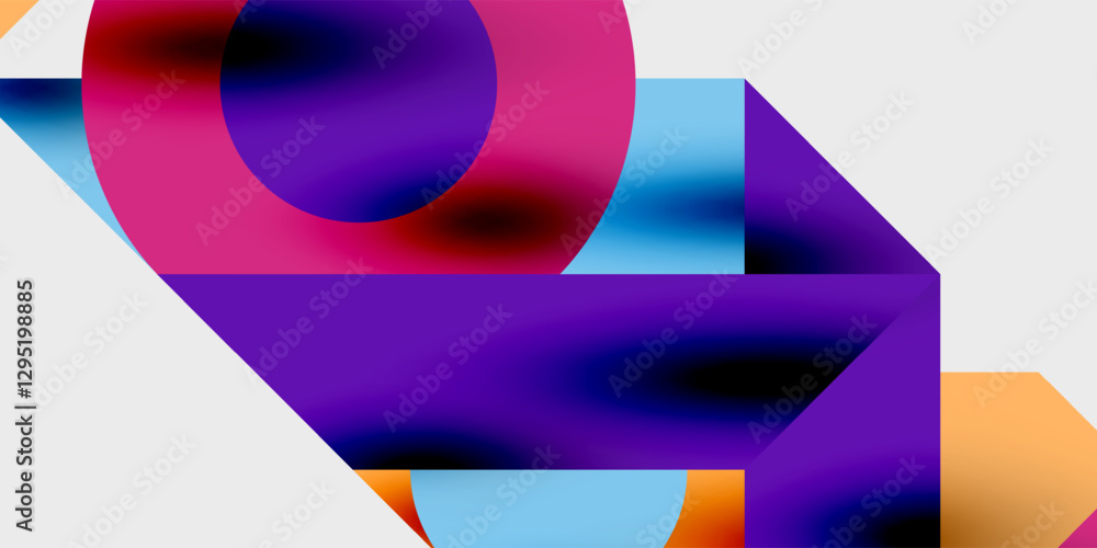 Poster modern abstract background featuring circles, lines, and triangles in a dynamic geometric compositio