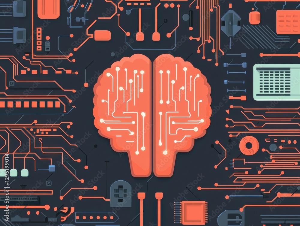 Aufkleber digital literacy media literacy critical thinking concept. circuit board design featuring an illumin