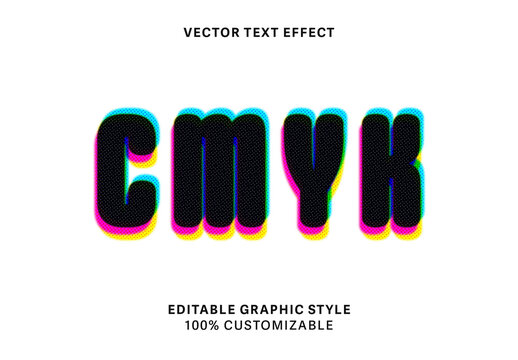 Cyan, Magenta, Yellow And Black Font Bold Halftone Effect