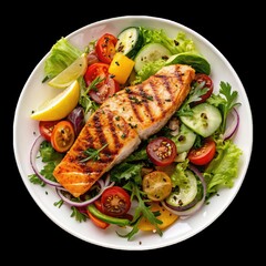 Tilapia on a white background at a home eatery table with lemon slices and fresh fish, served on a flat plate as part of a balanced diet.