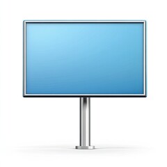 Empty light blue billboard on white background