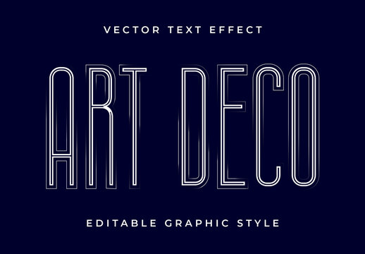 White and Blue Art Deco Typography Vintage Text Effect