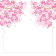 バナー　春　さくら　桜　サクラ　お花見　フレーム　背景　デザイン　テンプレート　イラスト