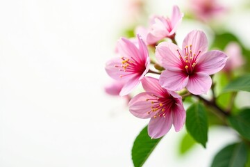 Fototapeta premium Fresh linden flowers blooming against a white background, floral, blooming, linden flowers