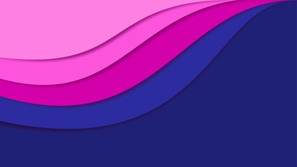 Blue pink abstract wave background with layered dark blue and  purple curves shape, fluid lines gradient composition, marble or plastic wavy texture background backdrop Ideal for banners, presentation