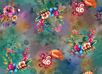 Fototapeta premium Digital colourful luxuary pattern