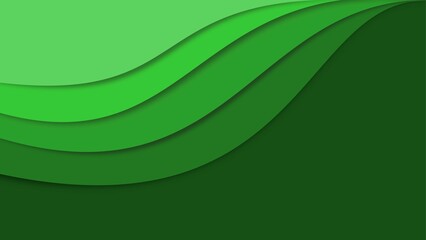 Green abstract wave background with layered curves shape, fluid lines gradient composition, marble or plastic wavy texture background backdrop Ideal for banners, presentations, and wallpaper