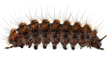 Obraz premium Hairy caterpillar crawling on transparent background