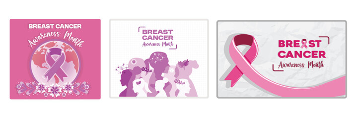 Breast Cancer Awareness Month celebration with a woman's silhouette and pink ribbon.