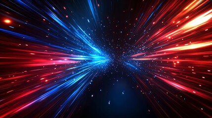 Fototapeta premium Abstract speed motion background with blue and red lights