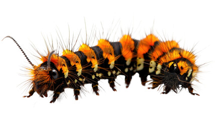 Garden tiger moth caterpillar crawling with transparent background