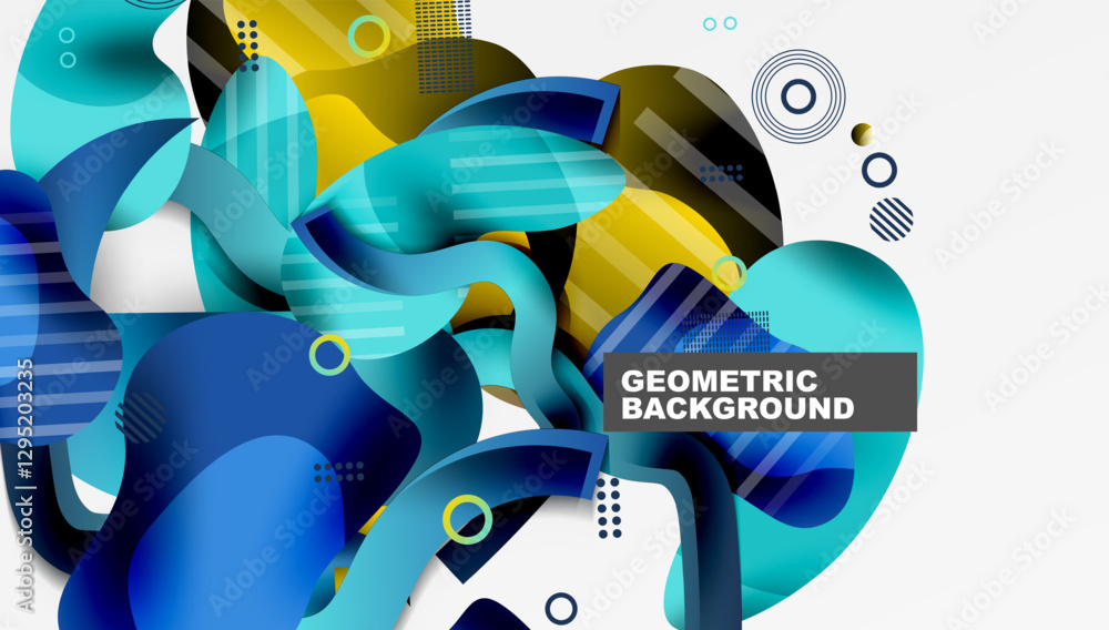 Aufkleber abstract background - lines circles and liquid shapes