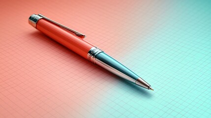 Coral & Teal Pen on Grid Paper