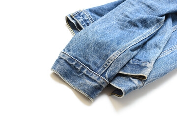 blue denim shirt texture isolated on white background, jean fashion style