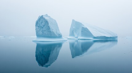 Obraz premium large icebergs floating in the ocean. 