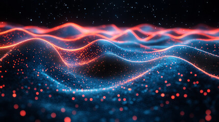 Fototapeta premium A conceptual digital representation of AI-driven quantum machine learning models analyzing climate data and optimizing energy efficiency, symbolizing innovation, sustainability, and advanced computing